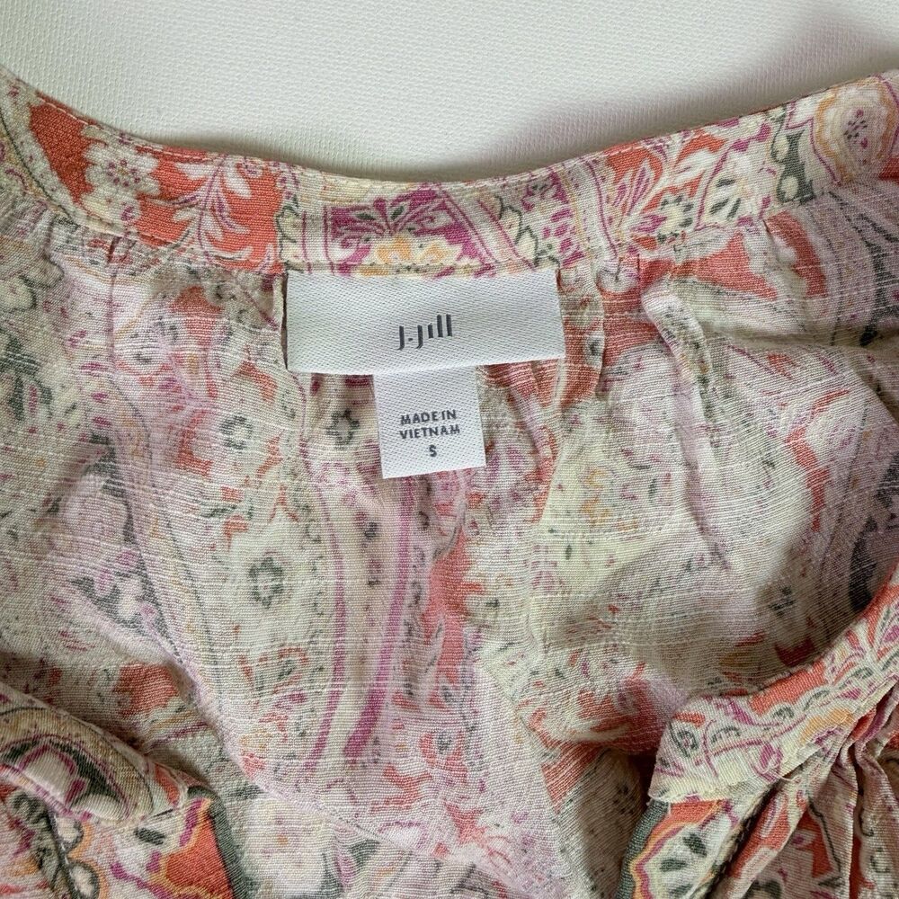 J Jill Paisley Peasant A-Line Dress Womens S Boho Cottagecore Summer EcoVero - Picture 7 of 10
